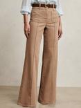 Reiss Petite Sakura Patch Pocket Flared Jeans, Taupe Neutral