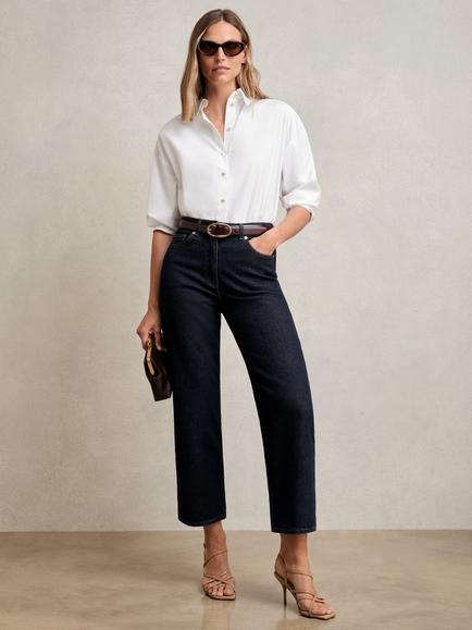 Reiss Petite Selin Straight Jeans, Dark Blue