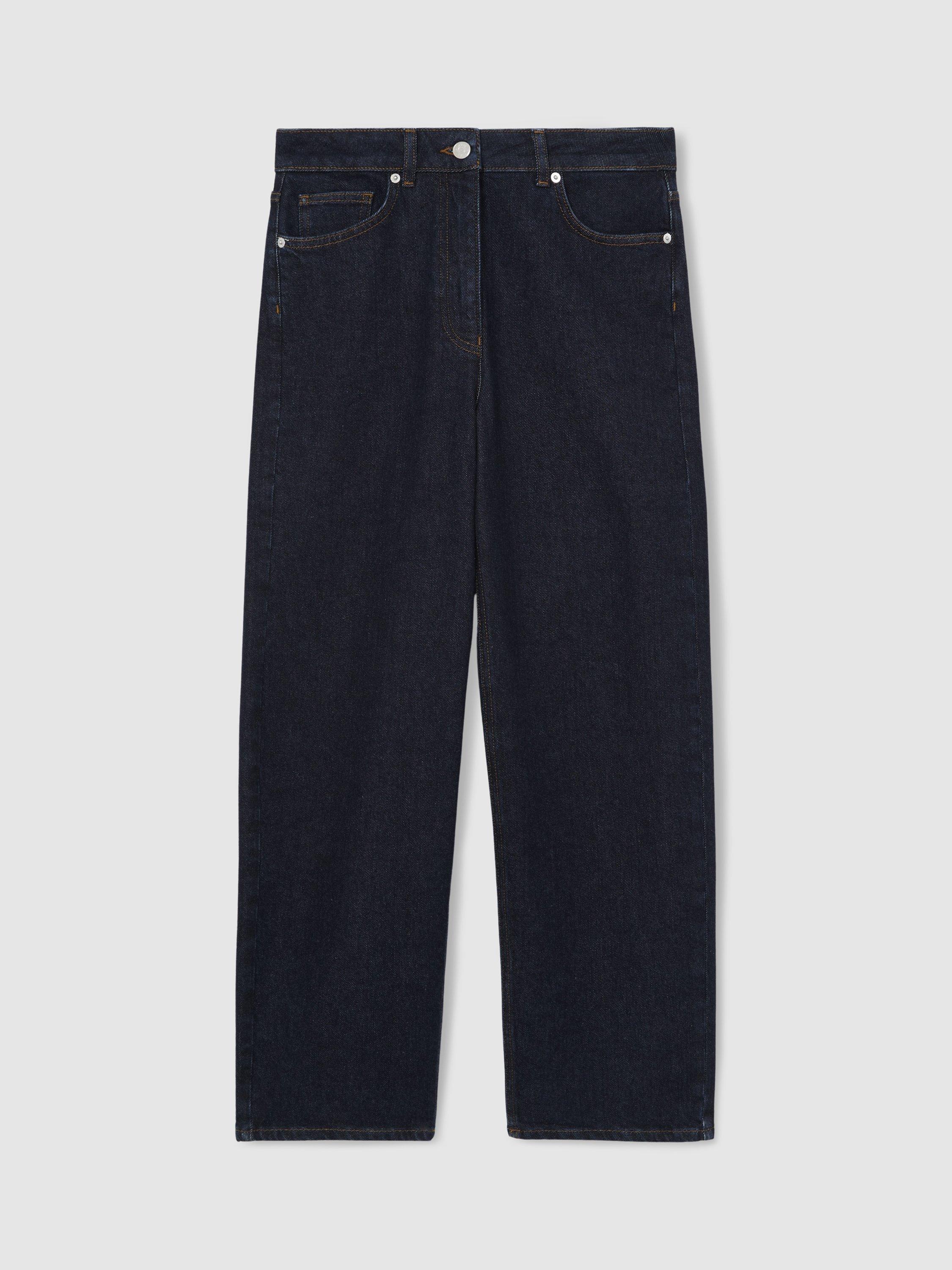 Product image 3 of 5, which shows Reiss Petite Selin Straight Jeans, Dark Blue, 25Pt