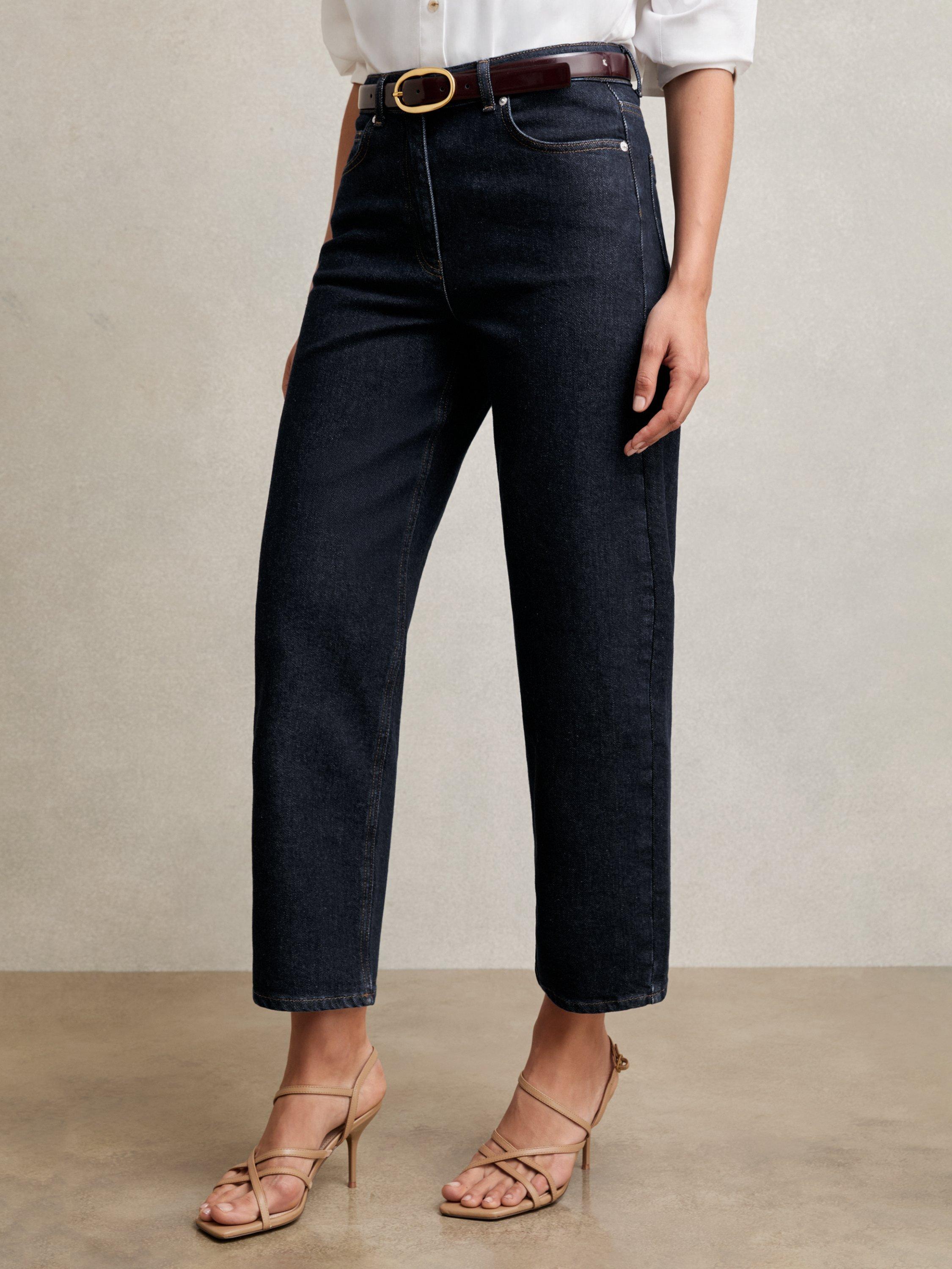 Product image 4 of 5, which shows Reiss Petite Selin Straight Jeans, Dark Blue, 25Pt