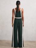 Reiss Salma Colour Block Jumpsuit, Dark Green/Cream
