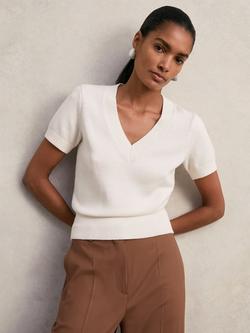 Reiss Valerie V-Neck Knit Top, Ivory