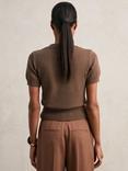 Reiss Anita Short Sleeve Knit Top, Mocha Brown