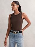Reiss Becca Contrast Trim Vest Top, Chocolate Brown/Black