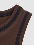 Reiss Becca Contrast Trim Vest Top, Chocolate Brown/Black
