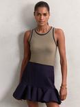 Reiss Becca Contrast Trim Vest Top, Khaki Green/Navy