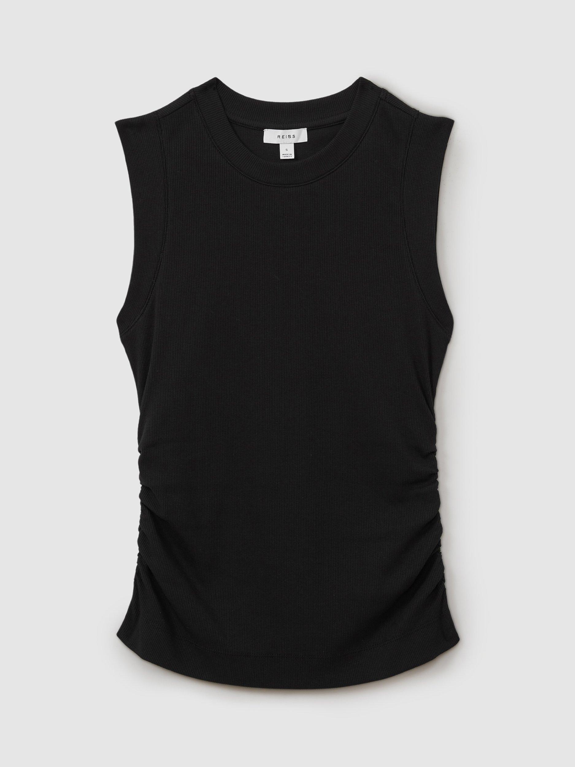 Product image 3 of 5, which shows Reiss Trudy Ruched Sleeveless Top, Black, XS