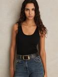 Reiss Violet Scoop Neck Ribbed Vest Top
