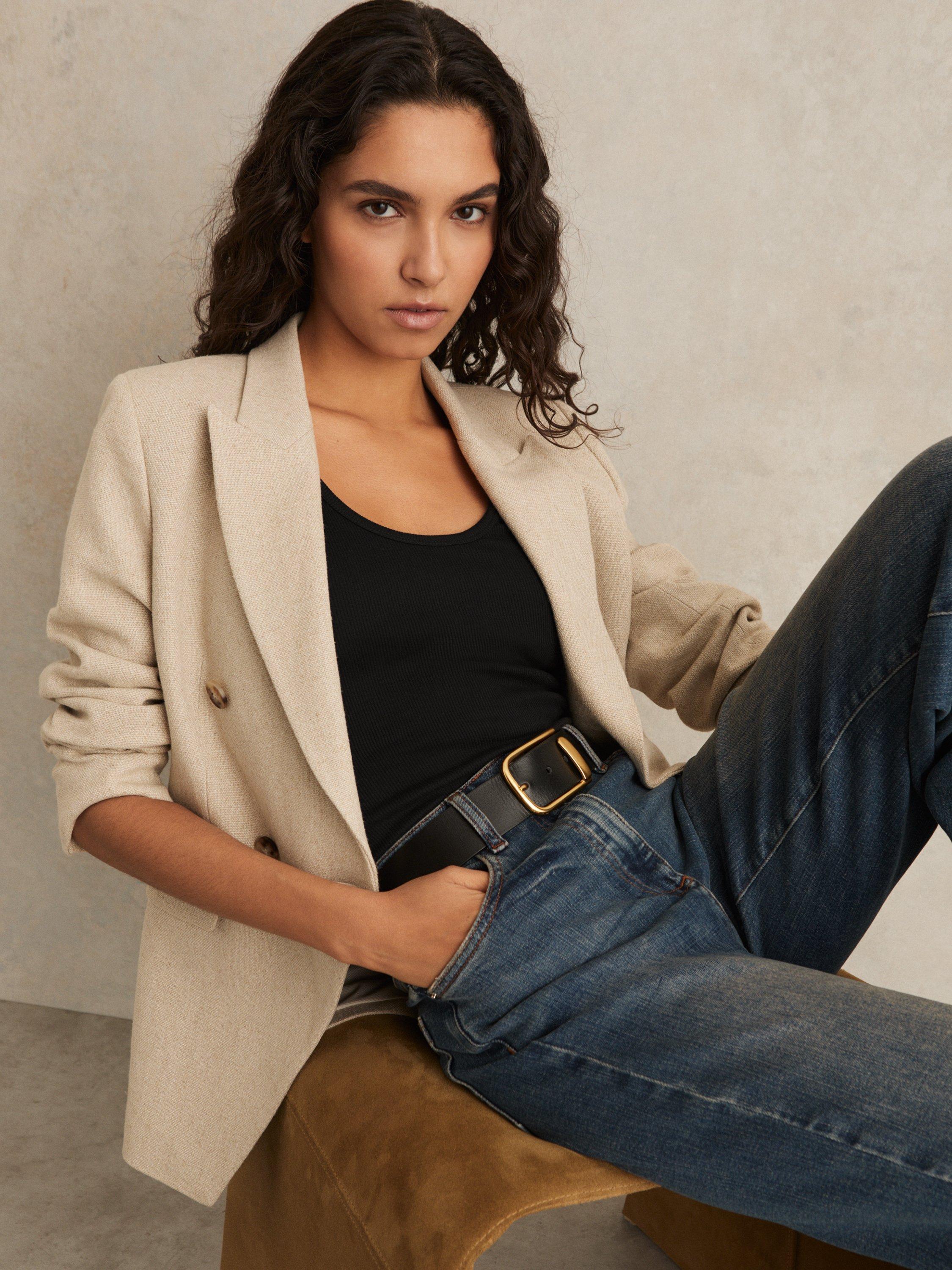 Product image 5 of 5, which shows Reiss Violet Scoop Neck Ribbed Vest Top, Black, XS