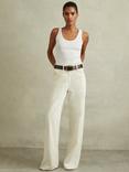 Reiss Violet Scoop Neck Ribbed Vest Top, White