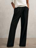 Reiss Petite Camelia Wide Leg Trousers, Black