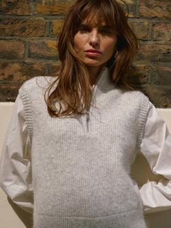 Mint Velvet Shirt Layered Knit Jumper, Grey - view 2, Grey