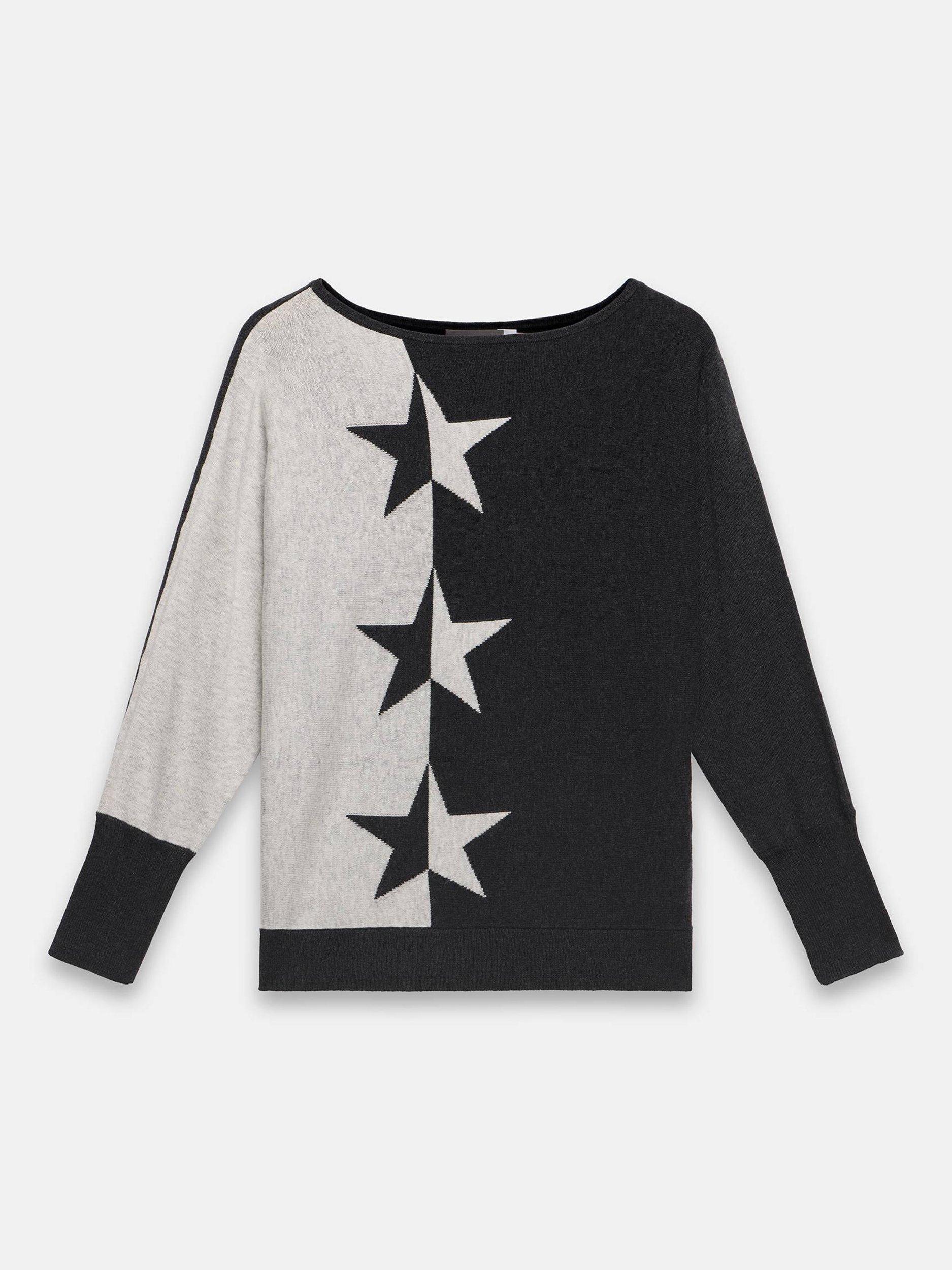 Product image 7 of 8, which shows Mint Velvet Colour Block Star Jumper, Grey, L