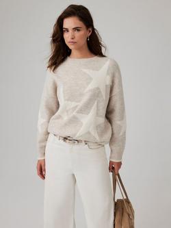 Mint Velvet Star Knit Wool Blend Jumper, Natural Stone, Natural Stone