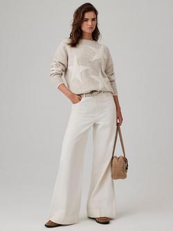 Mint Velvet Star Knit Wool Blend Jumper, Natural Stone - view 2, Natural Stone