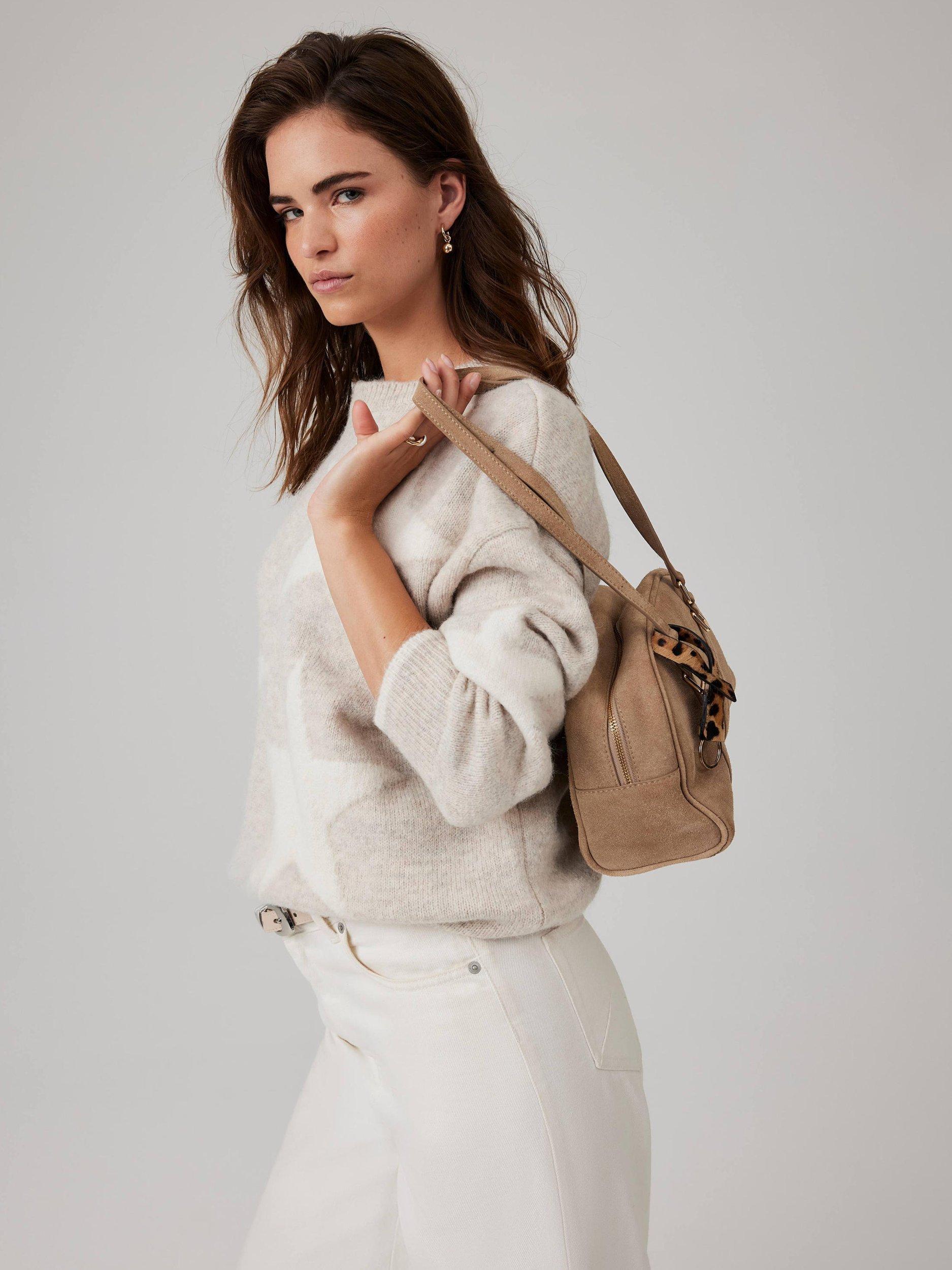 Product image 5 of 8, which shows Mint Velvet Star Knit Wool Blend Jumper, Natural Stone, XS