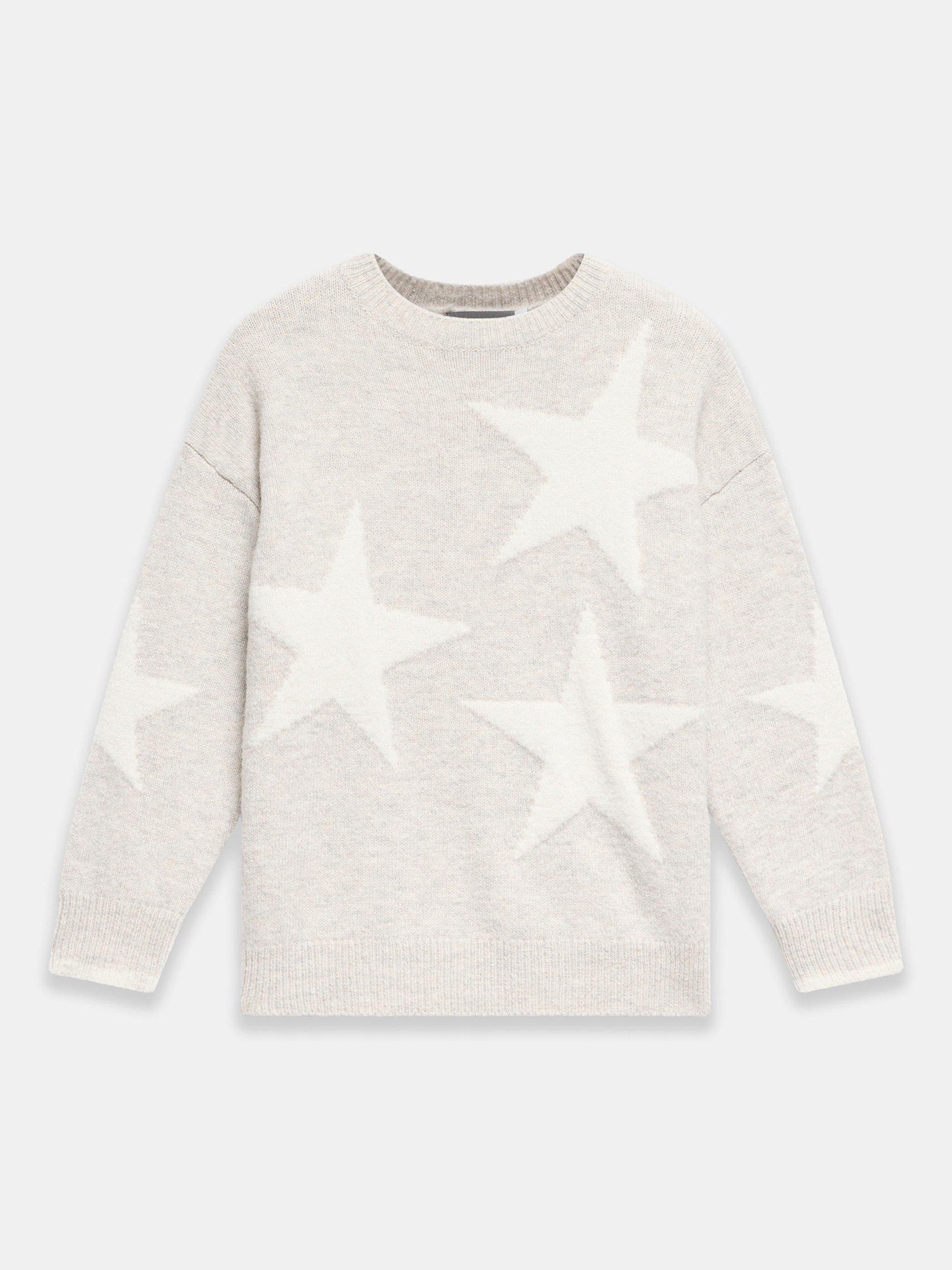 Product image 7 of 8, which shows Mint Velvet Star Knit Wool Blend Jumper, Natural Stone, XS