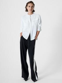 French Connection Mindy Collarless Long Sleeve Shirt, Winter White - view 2, Winter White