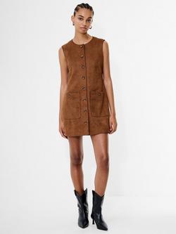 French Connection Lany Suedette Mini Dress, Tan, Tan