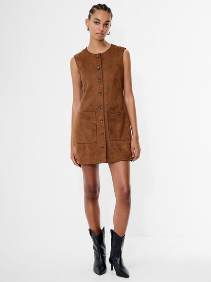 French Connection Lany Suedette Mini Dress, Tan, Tan