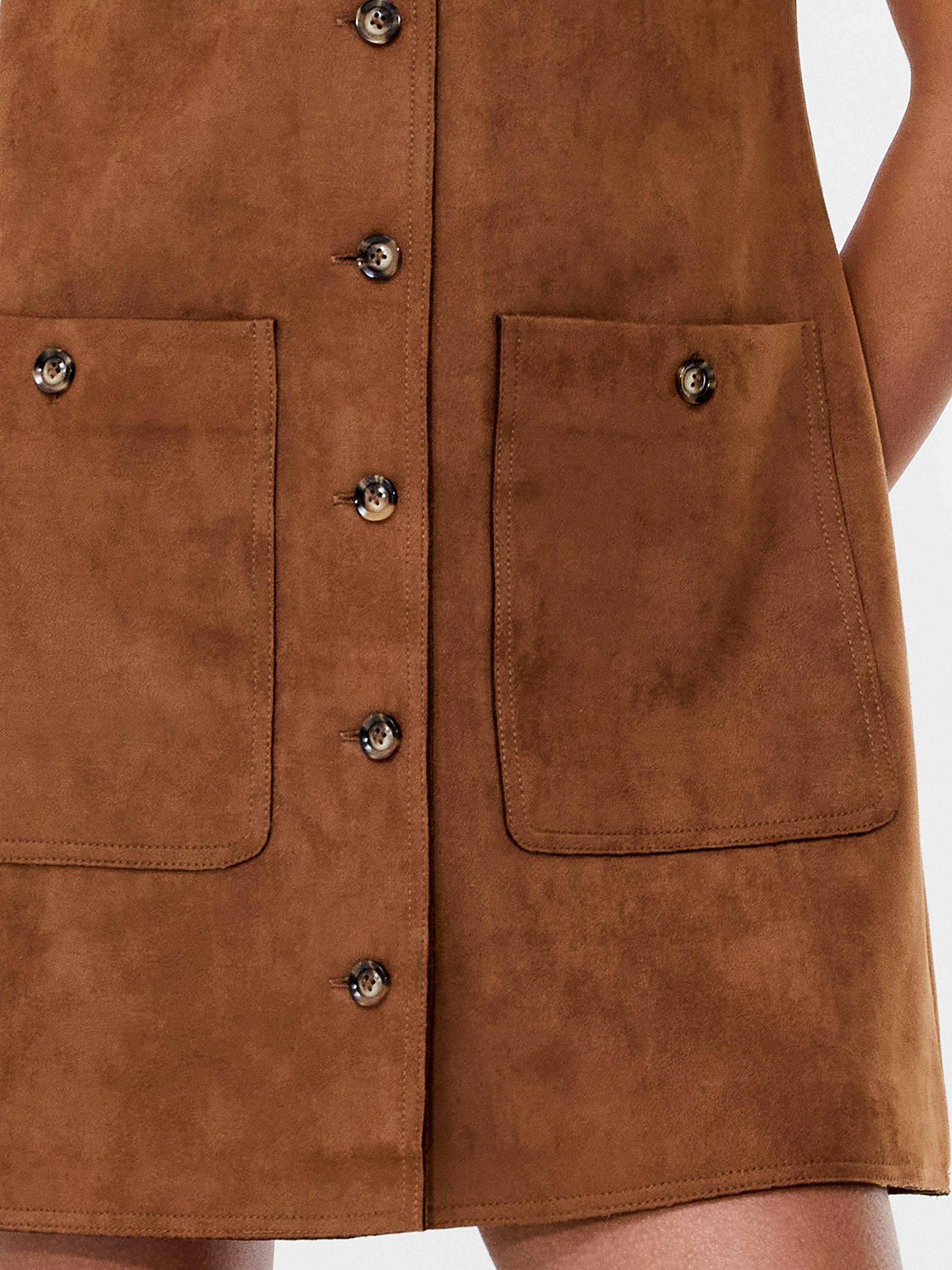 Product image 2 of 4, which shows French Connection Lany Suedette Mini Dress, Tan, 14