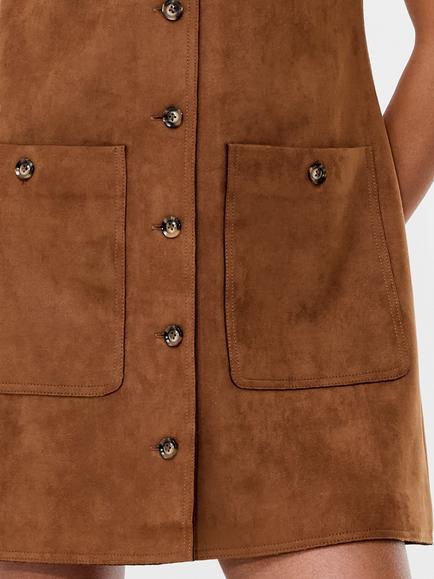 French Connection Lany Suedette Mini Dress, Tan - view 2, Tan