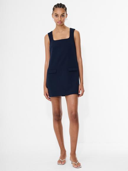 French Connection Whisper Square Neck Mini Dress, Marine, Marine