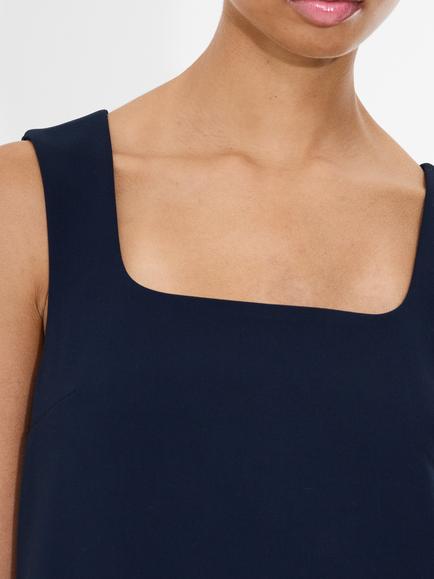 French Connection Whisper Square Neck Mini Dress, Marine - view 2, Marine