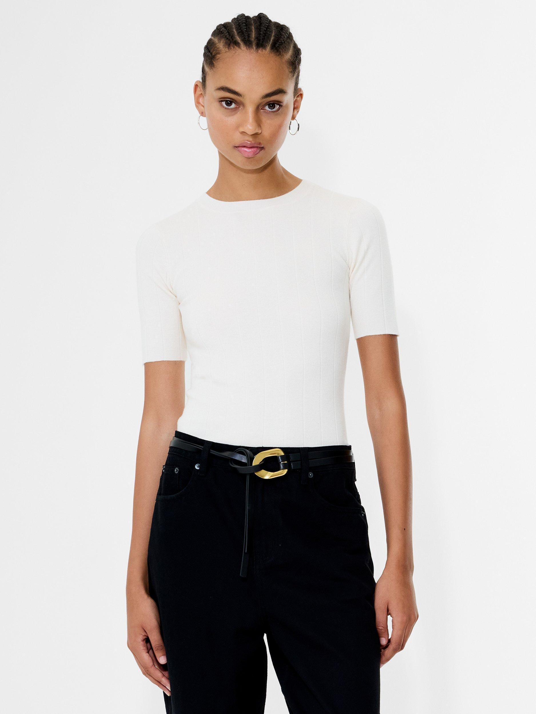 Product image 1 of 5, which shows French Connection Marley Knit Top, Porcelain Cream, XS