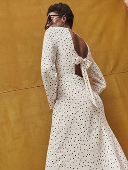 Ro&Zo Petite Polka Dot Long Sleeve Round Neck Empire Line Maxi Dress - view 2, White/Black