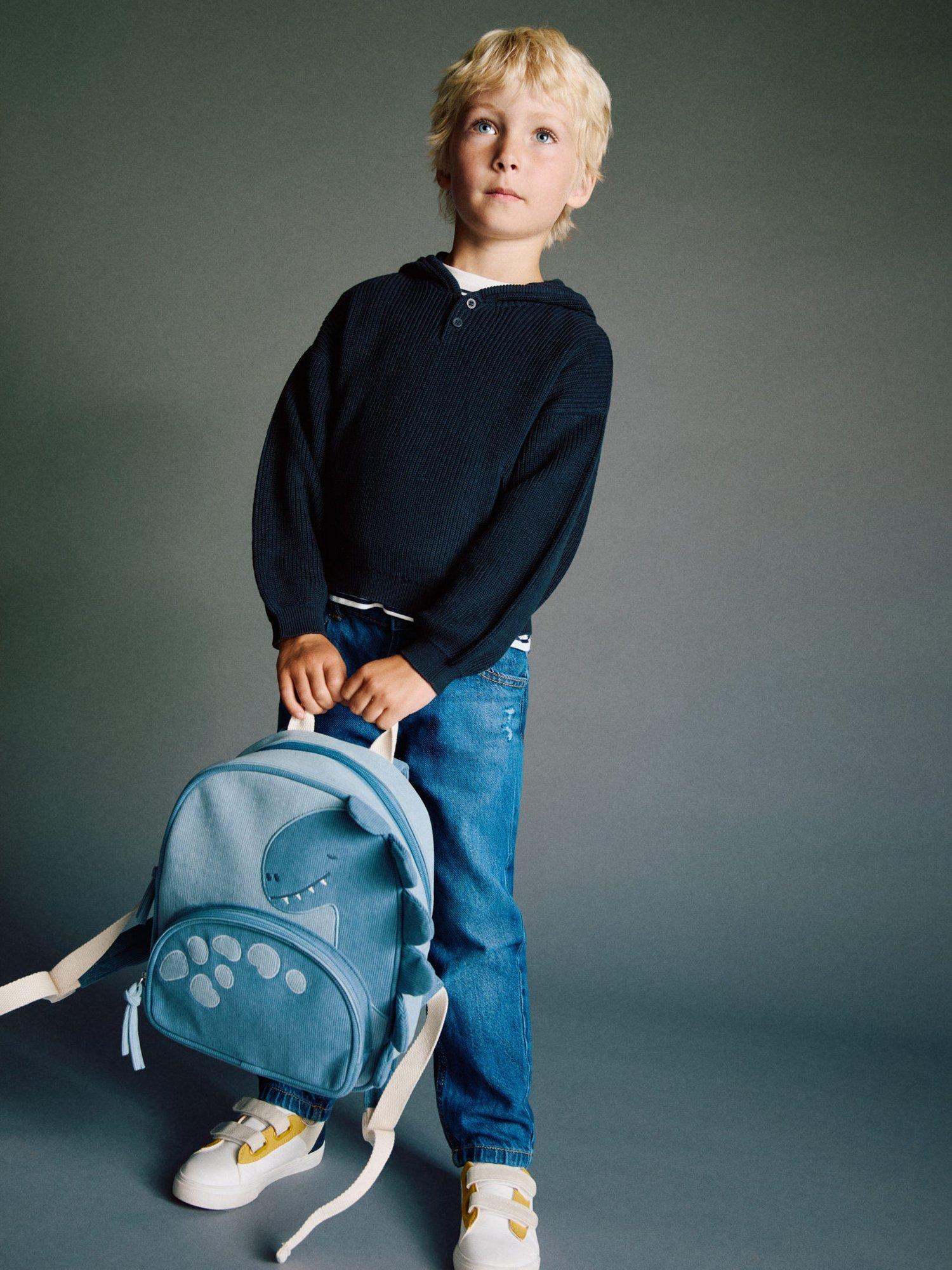 Product image 1 of 5, which shows Mango Kids' Axel Knit Hoodie, Navy, 4-5 years