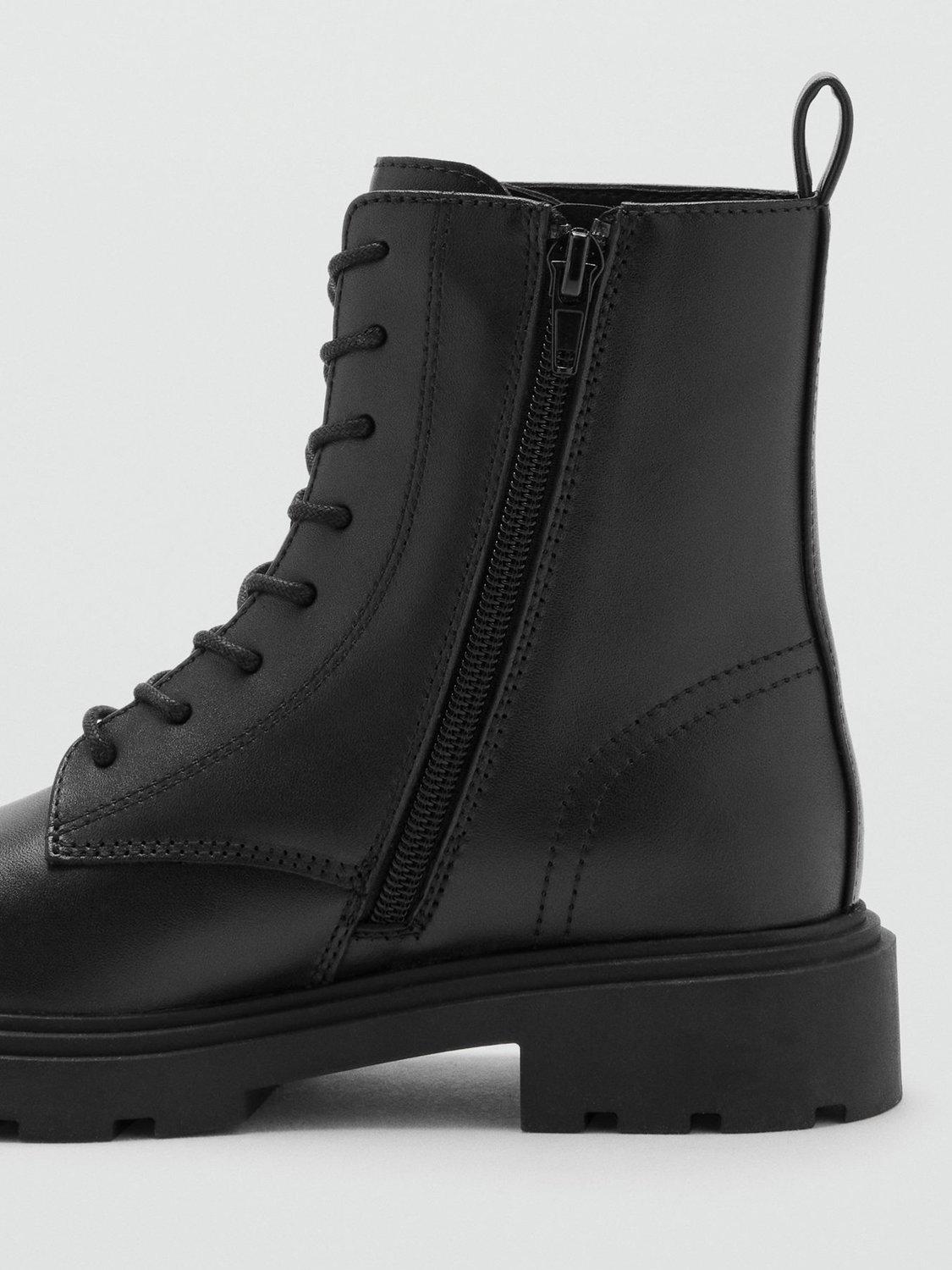 Product image 3 of 4, which shows Mango Kids' Basma Leather Blend Lace Up Boots, Black, 1
