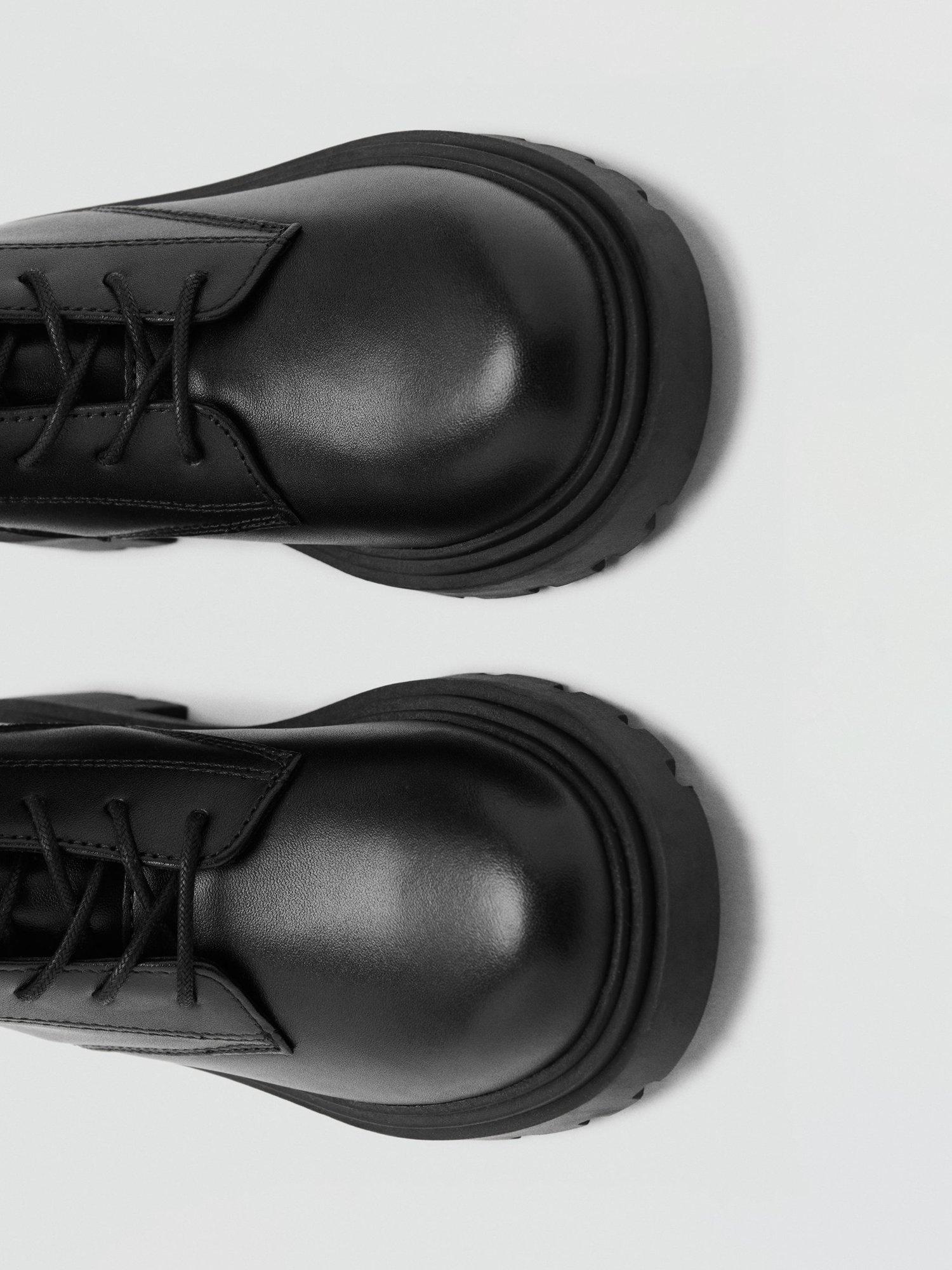 Product image 4 of 4, which shows Mango Kids' Basma Leather Blend Lace Up Boots, Black, 1