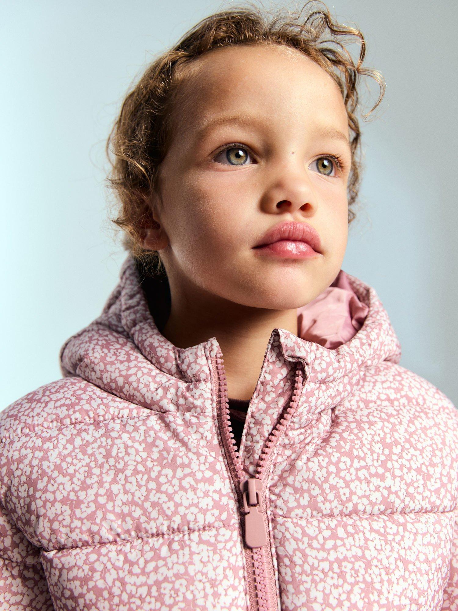 Product image 2 of 6, which shows Mango Kids' June Floral Puffer Jacket, Pink, 2-3 years
