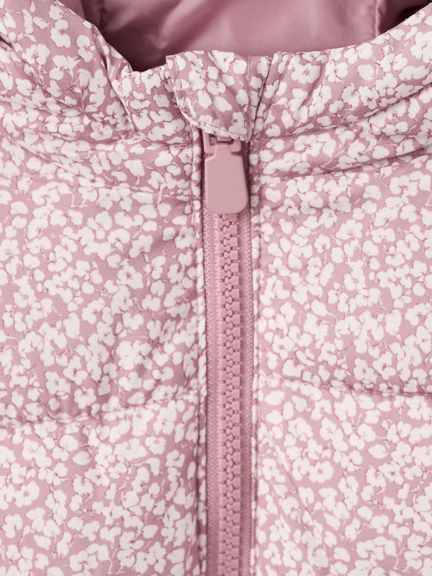 Product image 6 of 6, which shows Mango Kids' June Floral Puffer Jacket, Pink, 2-3 years