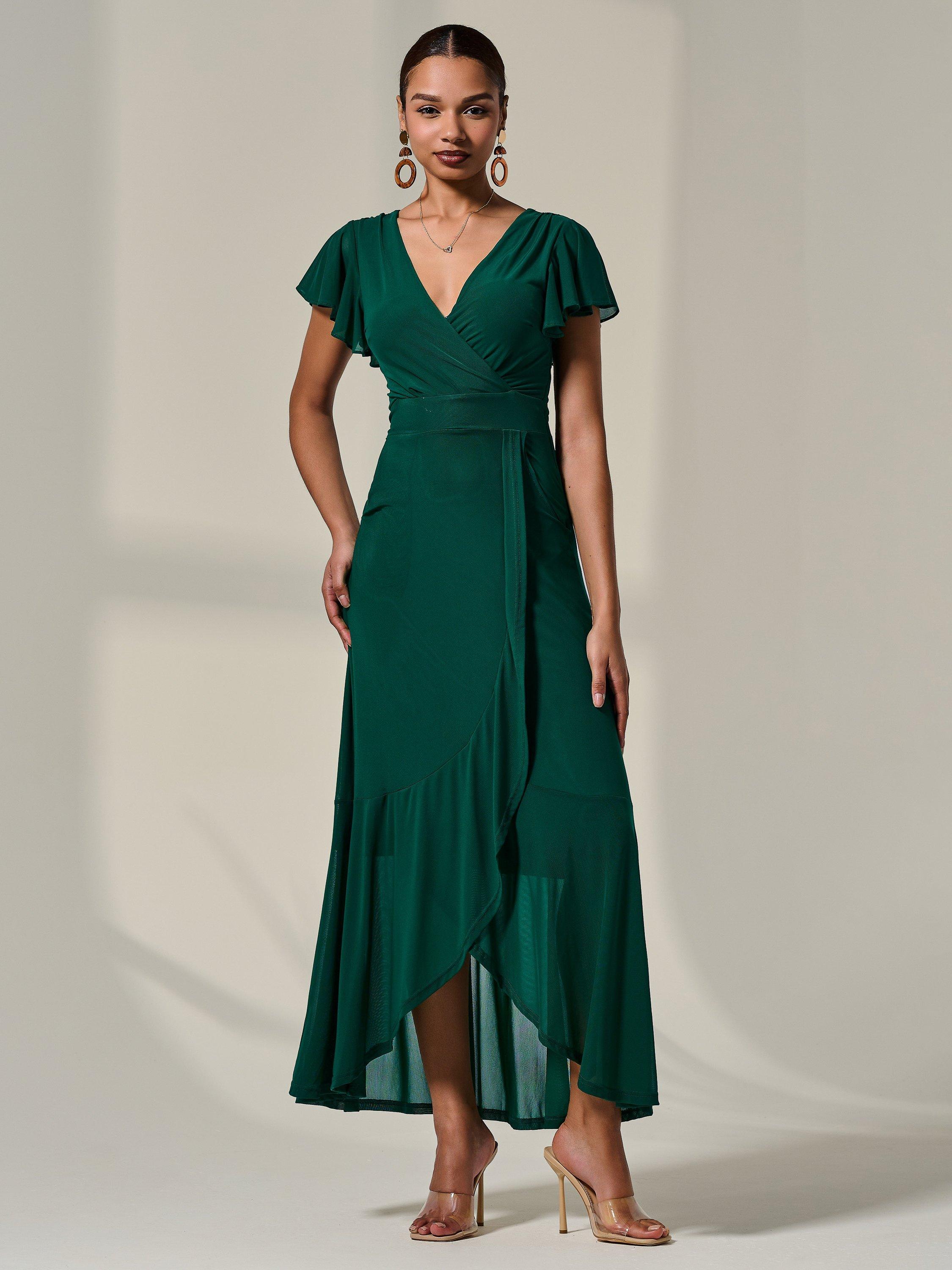 Product image 3 of 7, which shows Jolie Moi Angel Wrap Maxi Dress, Teal, 8
