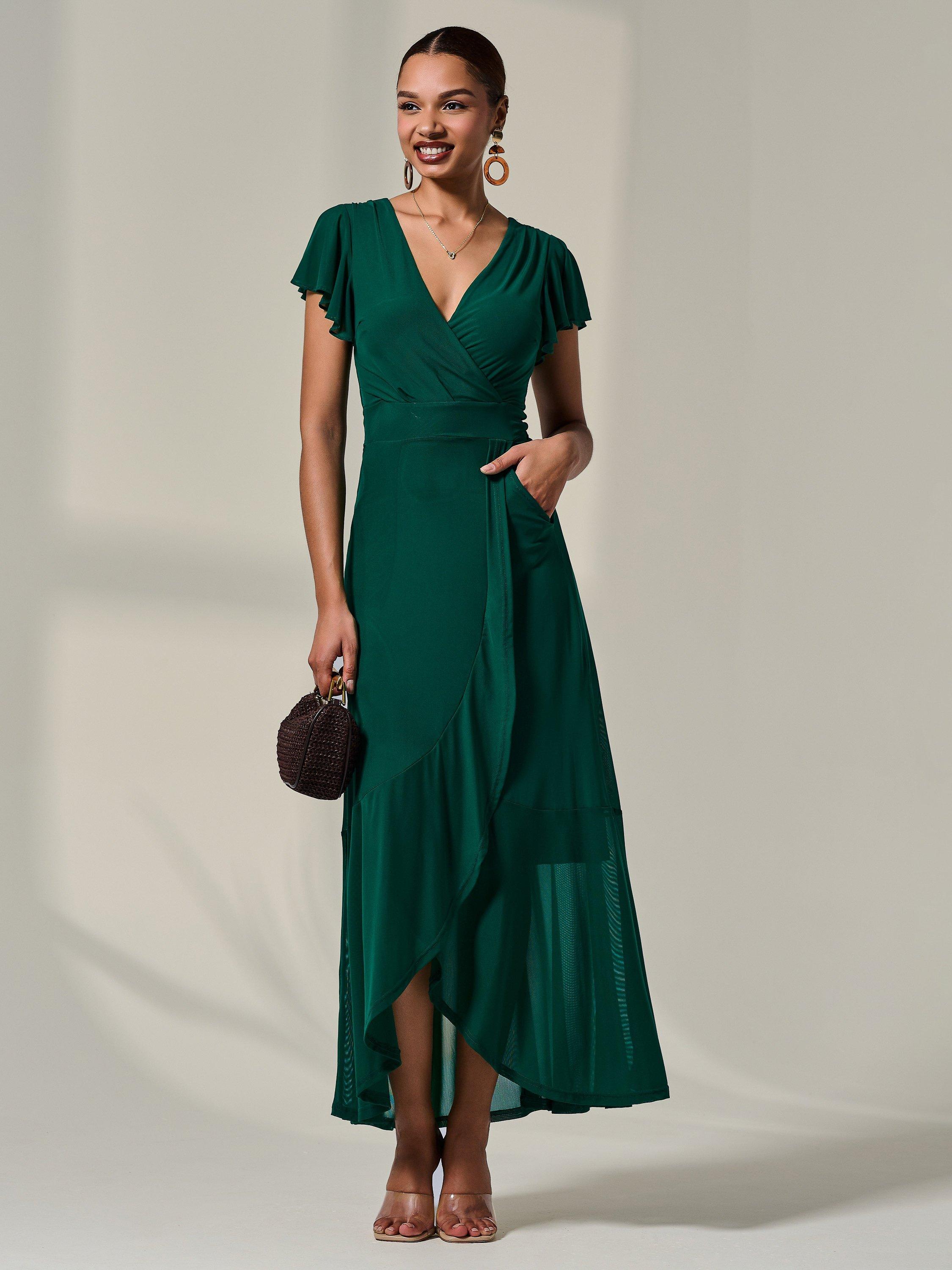 Product image 6 of 7, which shows Jolie Moi Angel Wrap Maxi Dress, Teal, 8
