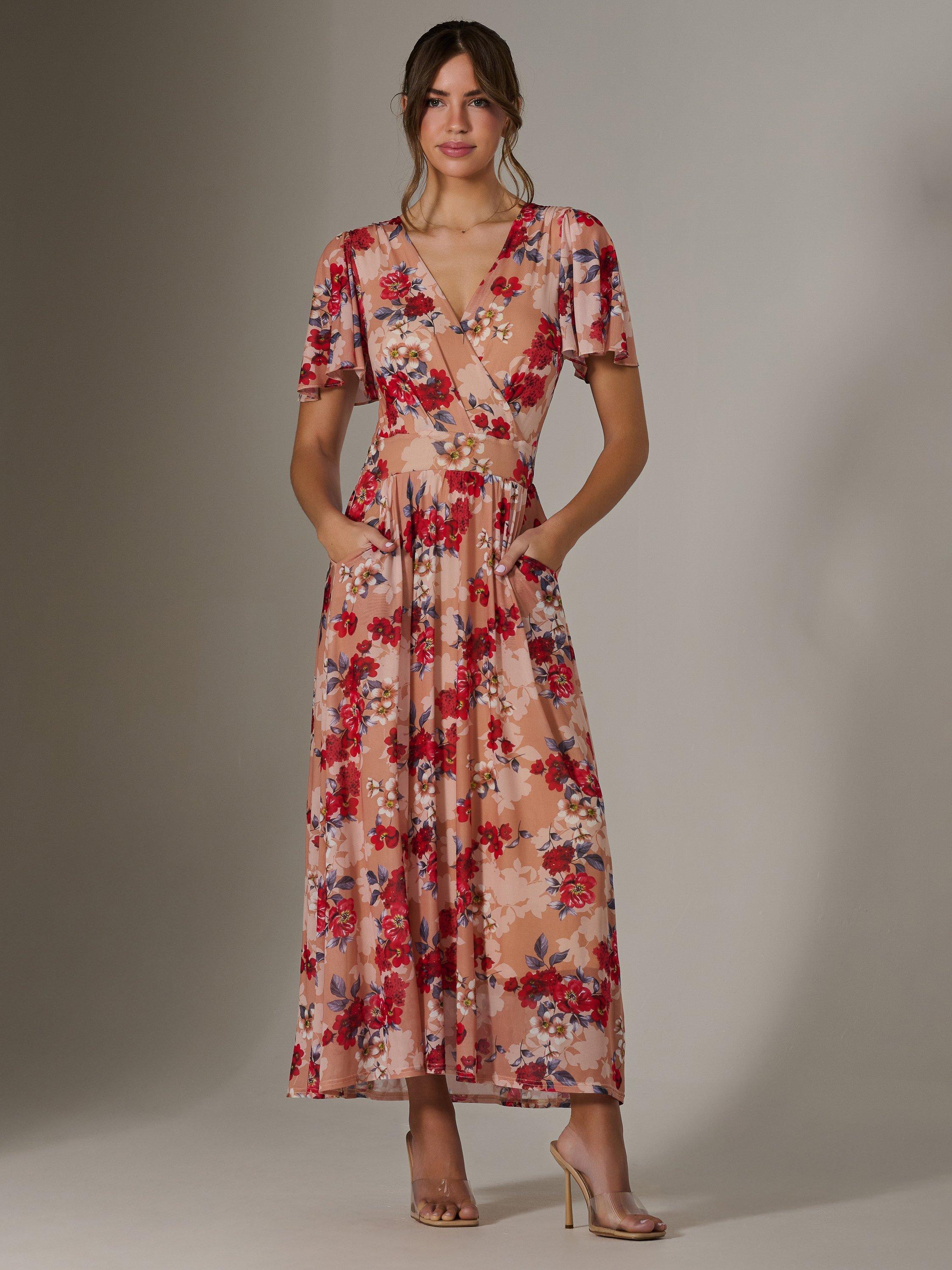 Product image 1 of 7, which shows Jolie Moi Floral Wrap Maxi Dress, Multi, 8