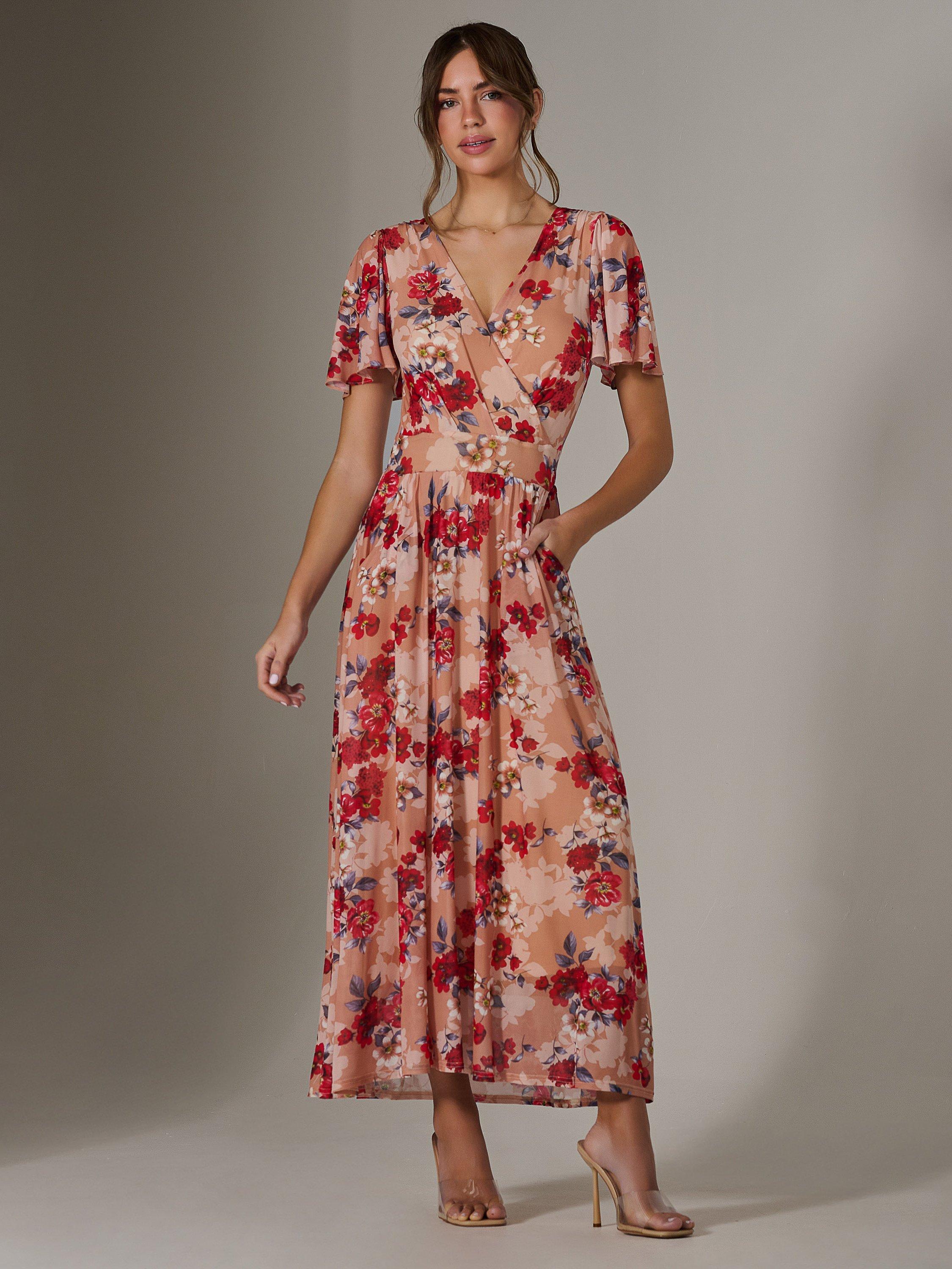 Product image 3 of 7, which shows Jolie Moi Floral Wrap Maxi Dress, Multi, 8