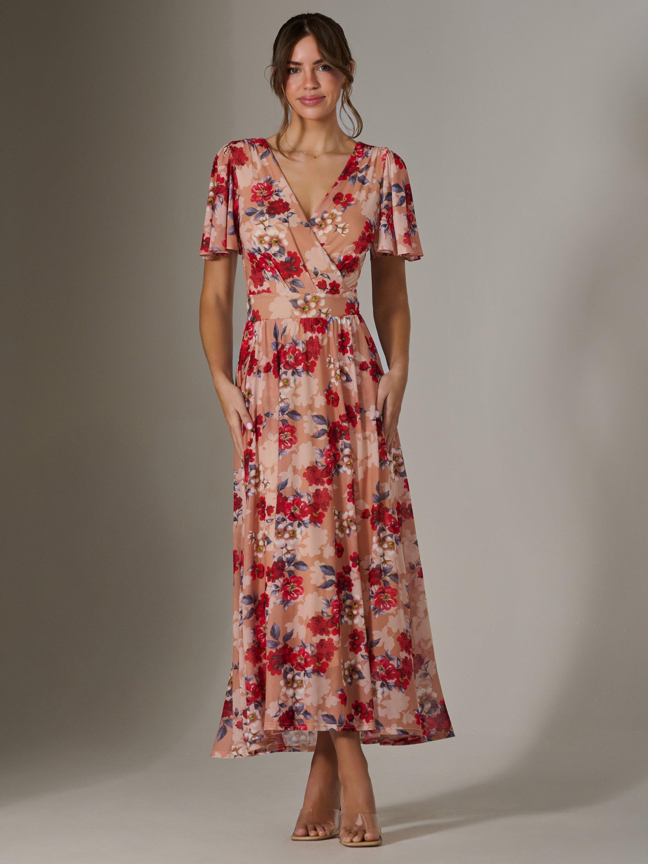 Product image 5 of 7, which shows Jolie Moi Floral Wrap Maxi Dress, Multi, 8