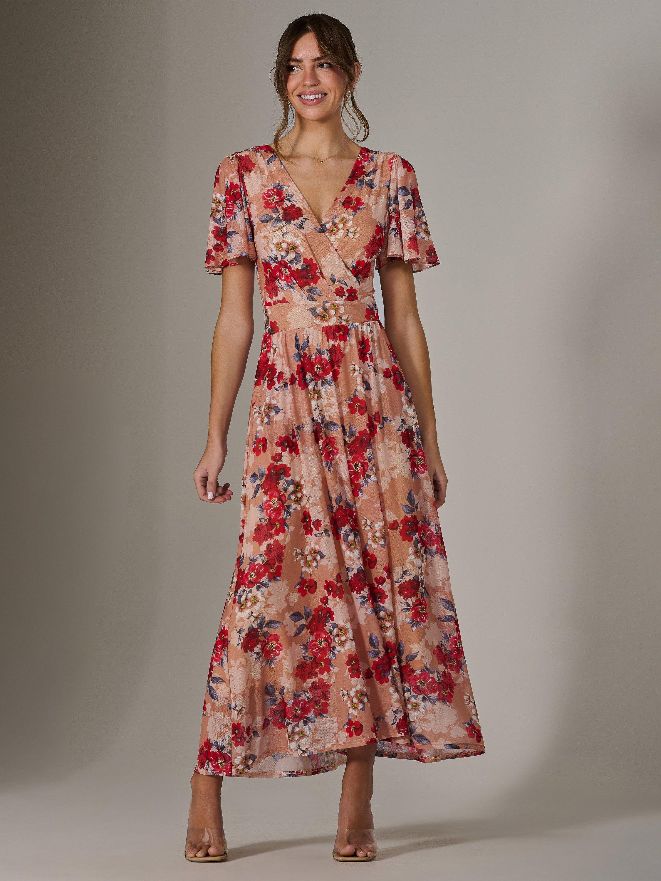 Product image 6 of 7, which shows Jolie Moi Floral Wrap Maxi Dress, Multi, 8