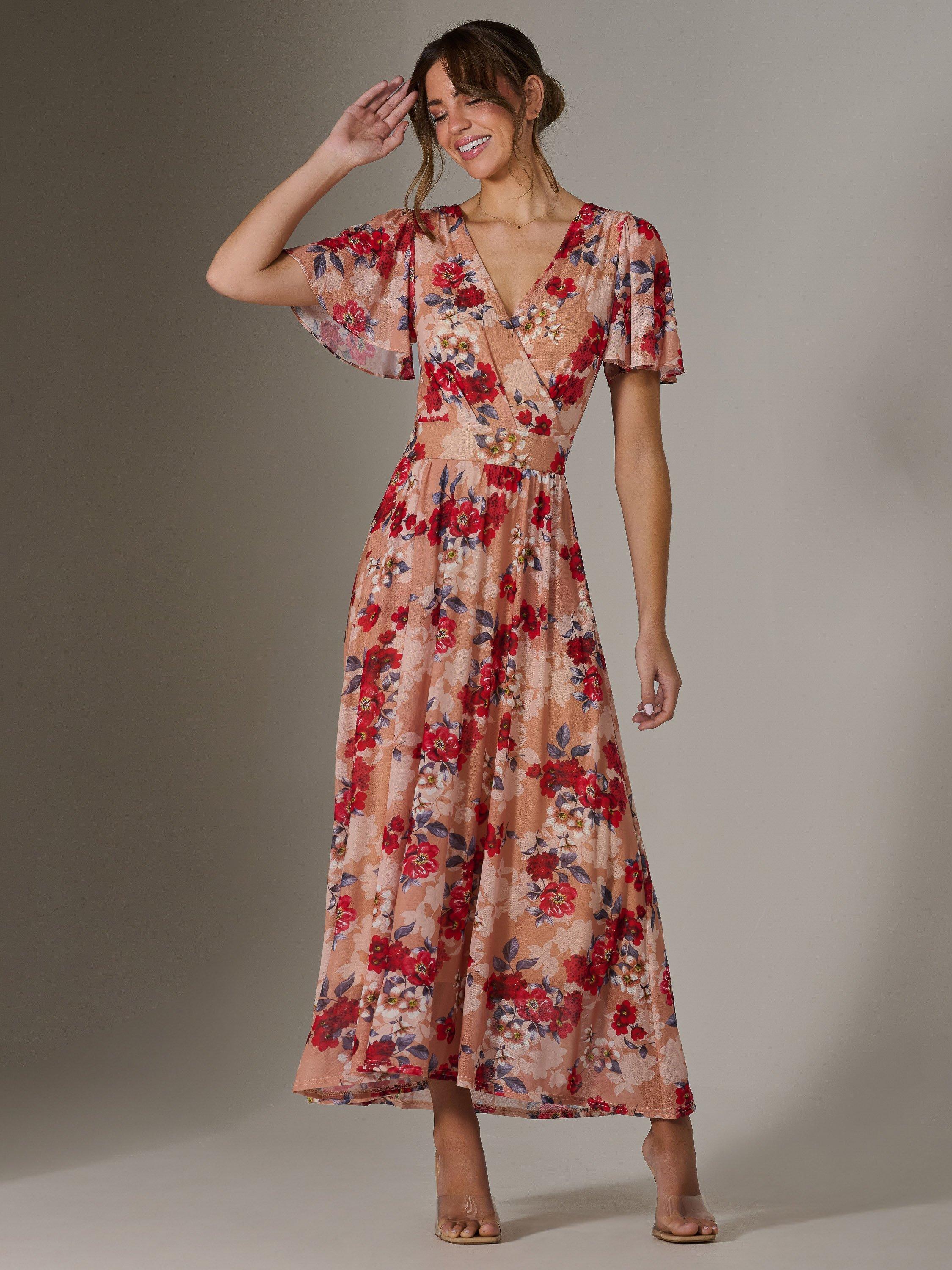 Product image 7 of 7, which shows Jolie Moi Floral Wrap Maxi Dress, Multi, 8