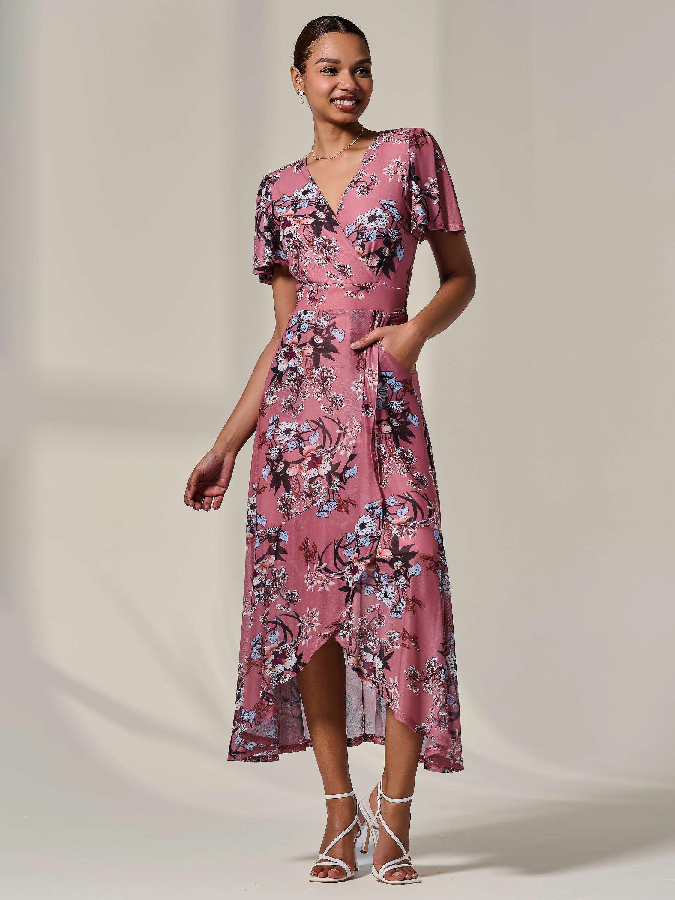 Product image 5 of 7, which shows Jolie Moi Frill Hem Maxi Dress, Pink/Multi, 8