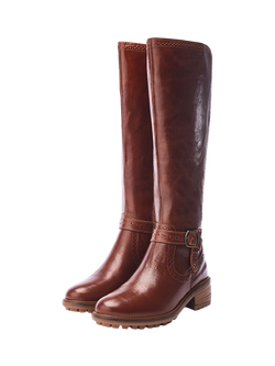 Moda in Pelle Hesdin Leather Knee High Boots - view 2, Tan