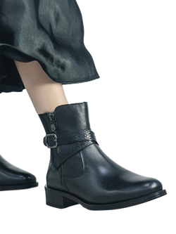 Moda in Pelle Oloron Leather Ankle Boots - view 2, Black