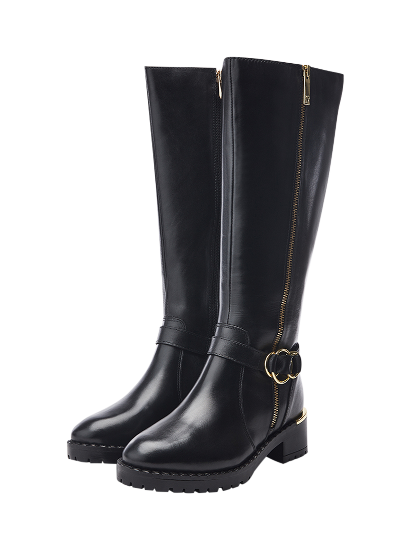 Product image 2 of 4, which shows Moda in Pelle Sherie Leather Knee High Boots, Black, 6