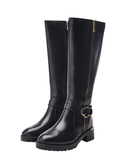 Moda in Pelle Sherie Leather Knee High Boots - view 2, Black