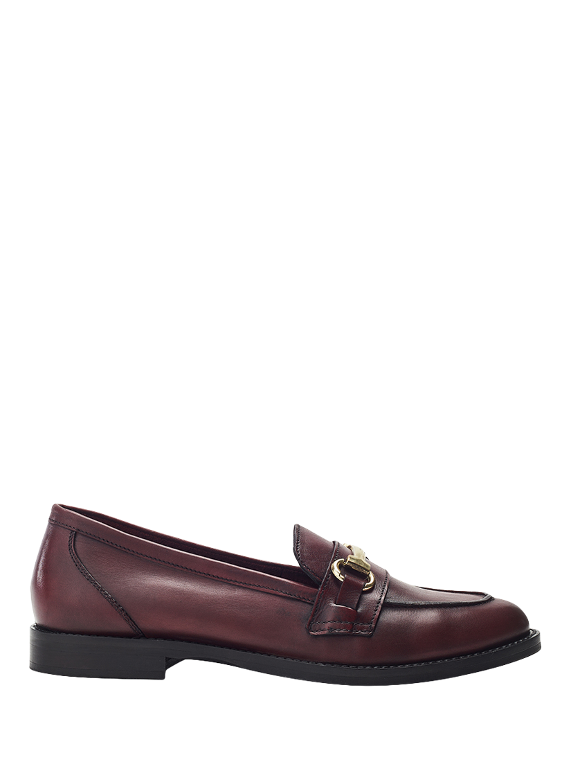 Product image 1 of 4, which shows Moda in Pelle Elarra Snaffle Trim Leather Loafers, Burgundy, 3