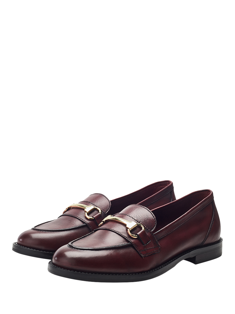 Product image 2 of 4, which shows Moda in Pelle Elarra Snaffle Trim Leather Loafers, Burgundy, 3