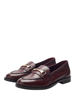 Moda in Pelle Elarra Snaffle Trim Leather Loafers - view 2, Burgundy